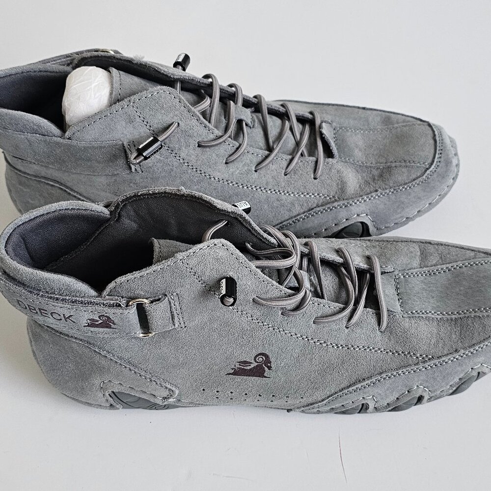 DBeck Men Velcro Suede High Boots Waterproof Hiking Outdoor Chukka  Shoes Gray